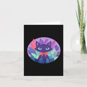 Carte Autocollant d'art numérique Kawaii chat violet pou