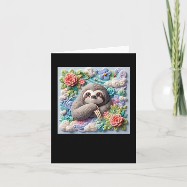 Carte Autocollant de paresseux mignon 3D (Devant)