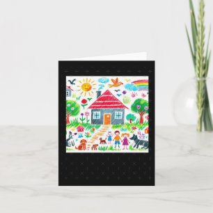 Carte Autocollant Dessin d'enfant à la craie colorée #1 