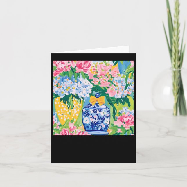 Carte Autocollant Fleurs de Printemps dans un Pot en Gin (Devant)
