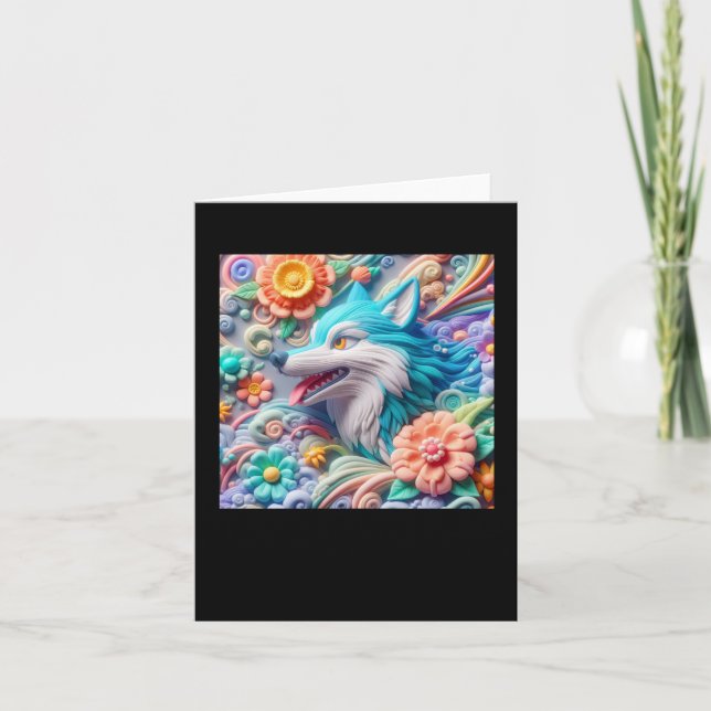 Carte Autocollant Loup 3D  (Devant)