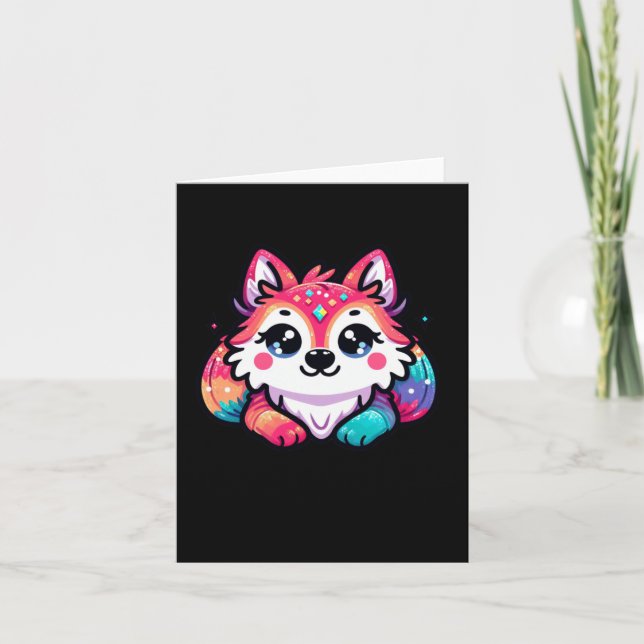 Carte Autocollant Loup Mignon1  (Devant)