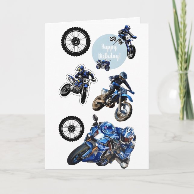 Carte Autocollants de moto de course de terre bleue pour (Devant)