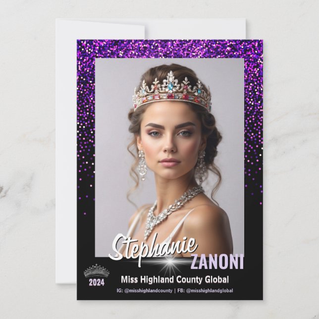 Carte Autographique Purple Royale Pageant | Code Q (Devant)