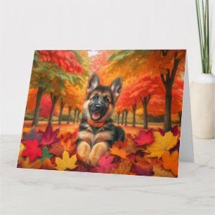 Carte Automne Allemand Berger Chiot Anniversaire