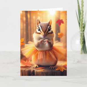 Carte Automne Anniversaire Chipmunk portant un Tutu