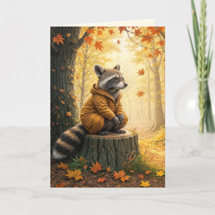 Carte Automne Anniversaire Raccoon Sur La Pompe D'Arbre