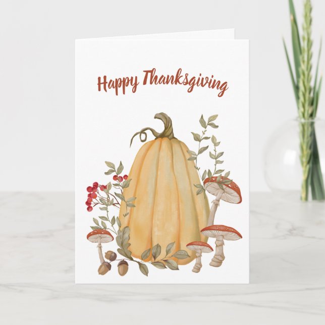 Carte Automne Citrouille Bon thanksgiving Floral  (Devant)