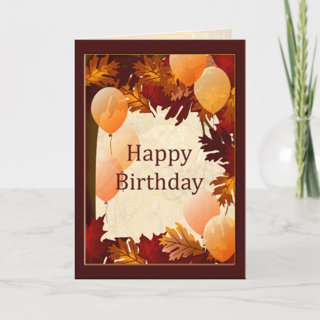 Carte Automne Couleurs Arbre Feuilles Joyeux anniversair (Devant)