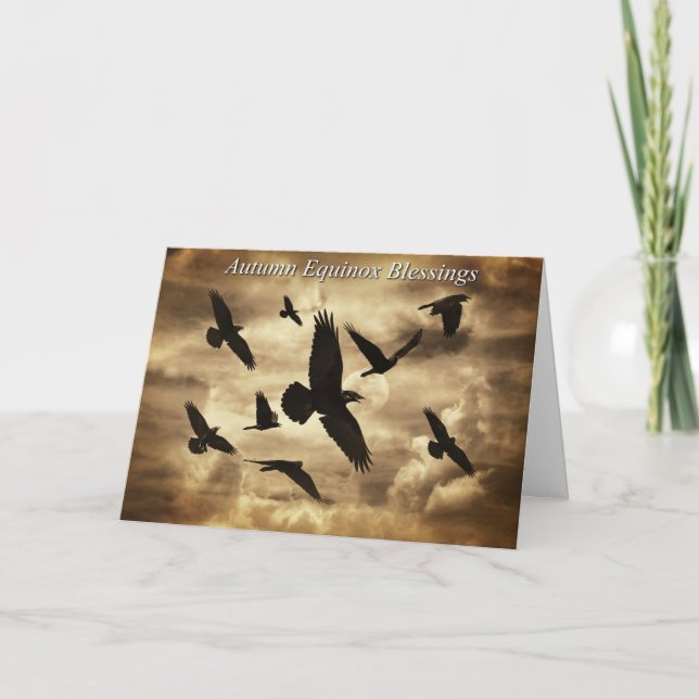 Carte Automne Equinox Mabon Sabbat Ravens (Devant)