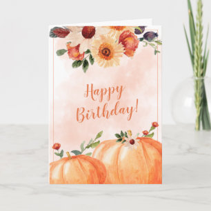 Carte Automne Floral Joyeux Anniversaire