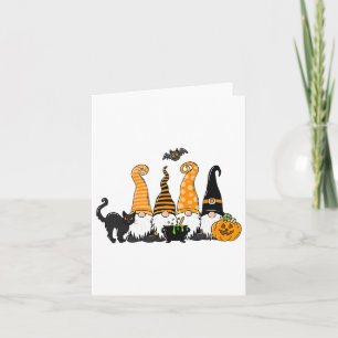 Carte Automne Halloween Gnomes mignonne Automne Citrouil