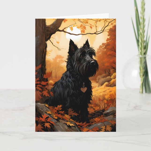 Carte Automne Scottish Terrier (Devant)