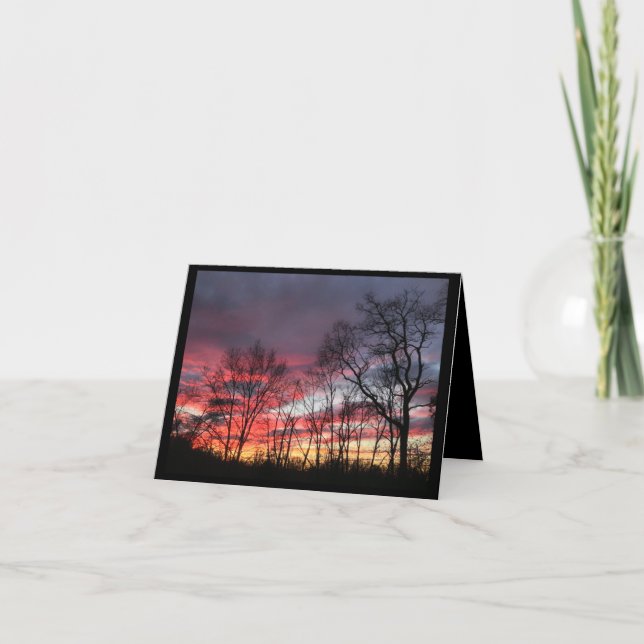 Carte Automne, solstice, coucher de soleil, coloré, cart (Devant)