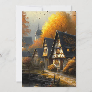 Carte Automne Tudor Style Home Waterside Path Hello Flat