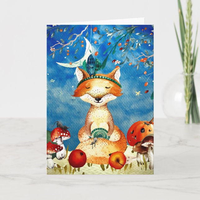 Carte Automne Woodland Friends Fox Forest Illustration (Devant)