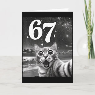 Carte Autoportrait de chat avec le mème 67 drôle de chat