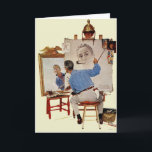 Carte Autoportrait triple<br><div class="desc">Artiste : Norman Rockwell | Norman Rockwell peint son propre portrait</div>