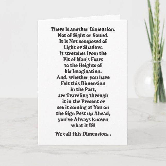 Carte Autre dimension - Message à l'intérieur (Devant)