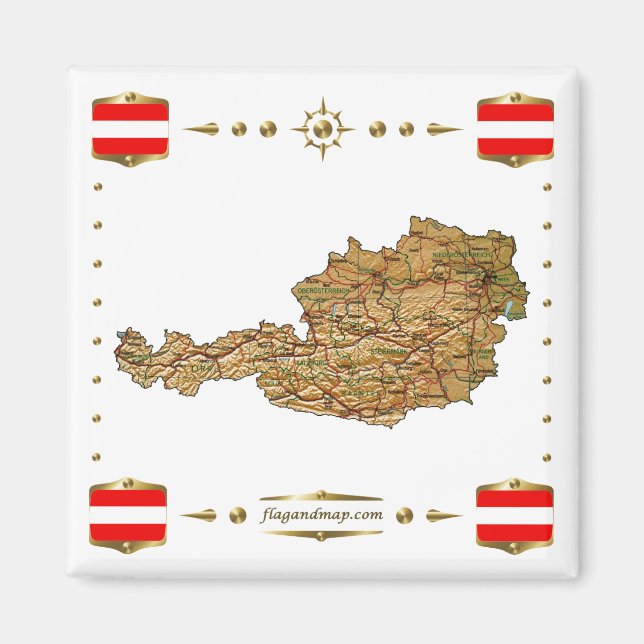Carte Autriche + Magnet des drapeaux (Devant)