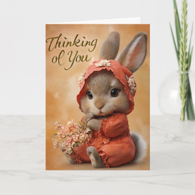 Carte Autumn Blossom Baby Bunny Thinking of You Card (Devant)
