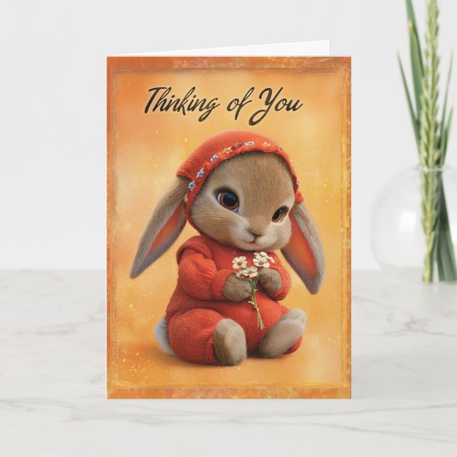 Carte Autumn Comfort Baby Bunny Thinking of You Card (Devant)
