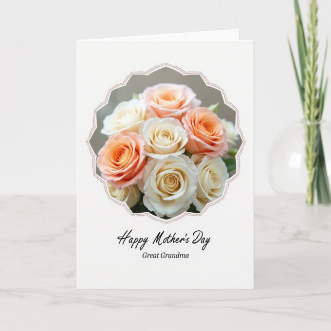 Carte aux roses à cadre floral rayé (Devant)