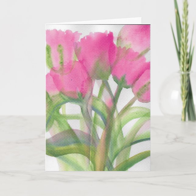 Carte aux Tulipes Roses (Devant)