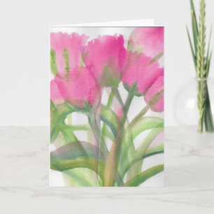 Carte aux Tulipes Roses