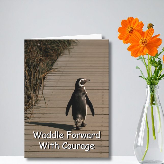 Carte Avancez avec courage Encouragement pingouin (Penguin waddle encouragement card)