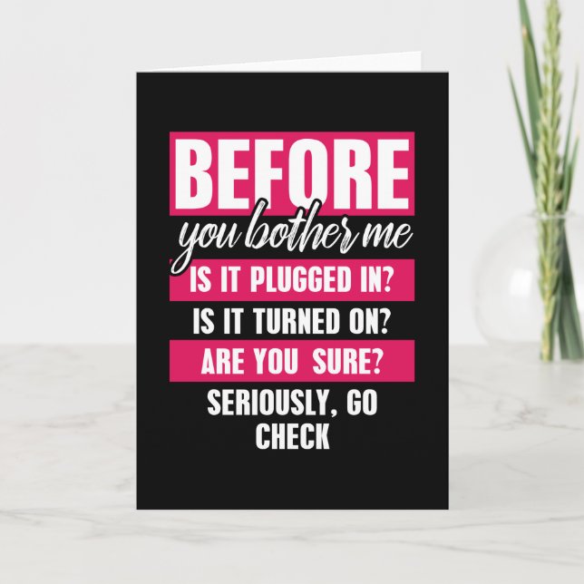 Carte Avant que vous ne m'embête Drôle support technique (Devant)
