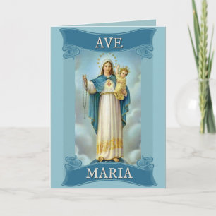 Carte AVE MARIA VIERGE MARIE ENFANT JÉSUS Chapelet