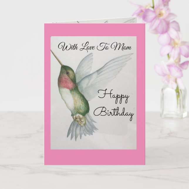 Carte Avec Amour À Maman Joyeux Colibri Anniversaire (Orchidée)
