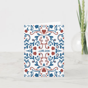 Carte Avec amour, Anniversaire d'art folklorique scandin