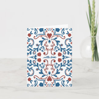 Carte Avec amour, Anniversaire d'art folklorique scandin