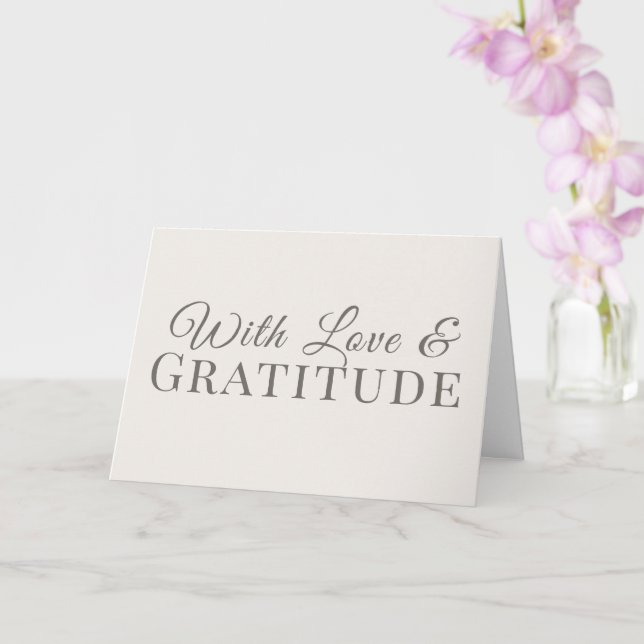 Carte Avec amour et gratitude – Typographie minimale  (Orchidée)