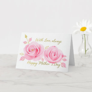 Carte Avec amour Roses roses roses Pies Fête mère maman