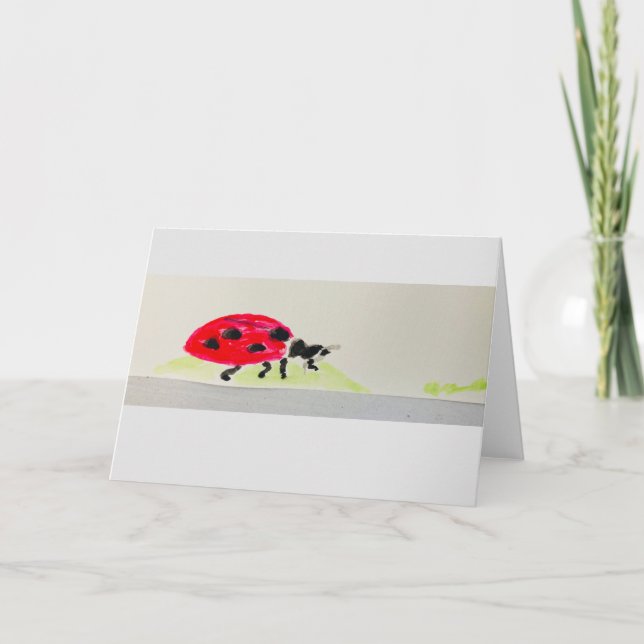 Carte avec aquarelle de Giant Ladybug! (Devant)