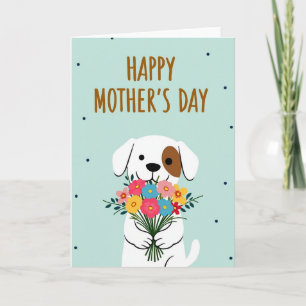 Carte avec bouquet de chiots à pois