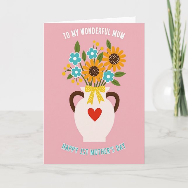 Carte avec bouquet de ruban à pois (Devant)