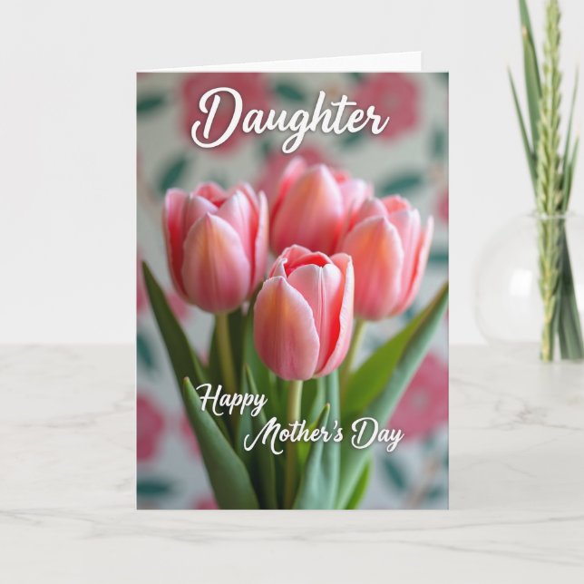 Carte avec bouquet floral de fille rayée (Devant)