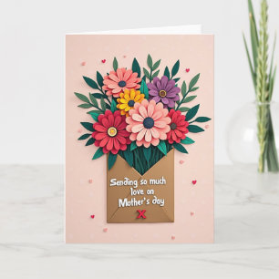 Carte avec bouquet pop-up de fleurs en papier