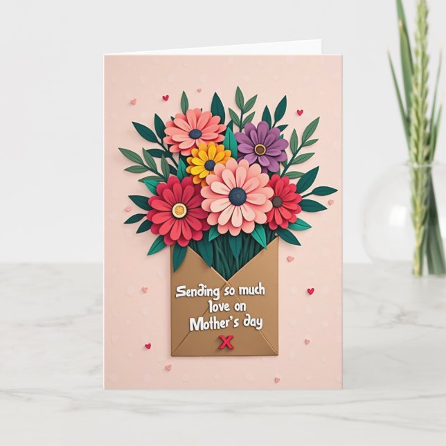 Carte avec bouquet pop-up de fleurs en papier (Devant)