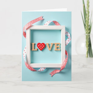 Carte avec cadre en bois Love