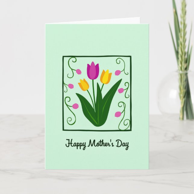 Carte avec cadre floral à pois (Devant)
