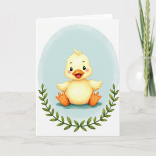 Carte avec cadre ovale bébé oiseau