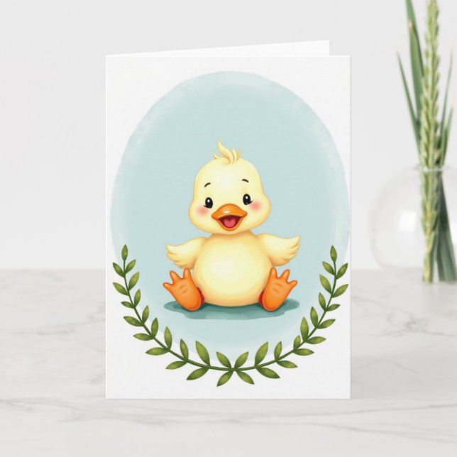 Carte avec cadre ovale bébé oiseau (Devant)