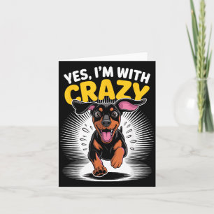 Carte Avec Chien Mignon Fou Doberman Pinscher Drôle de G