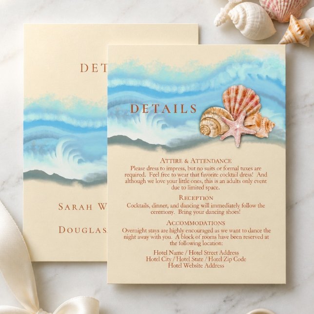 Carte avec détails de vague océanique bleue romant (Créateur téléchargé)