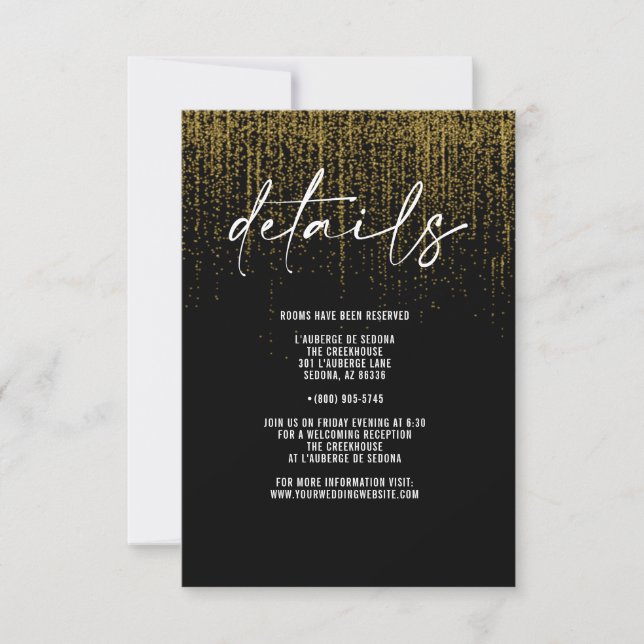 Carte avec détails pailletés or et code QR tendanc (Devant)